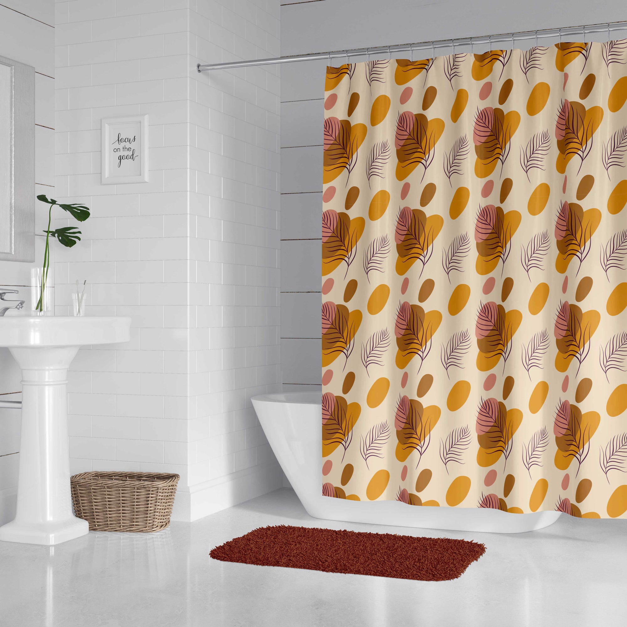 Abstract Modern Autumn Shower Curtain