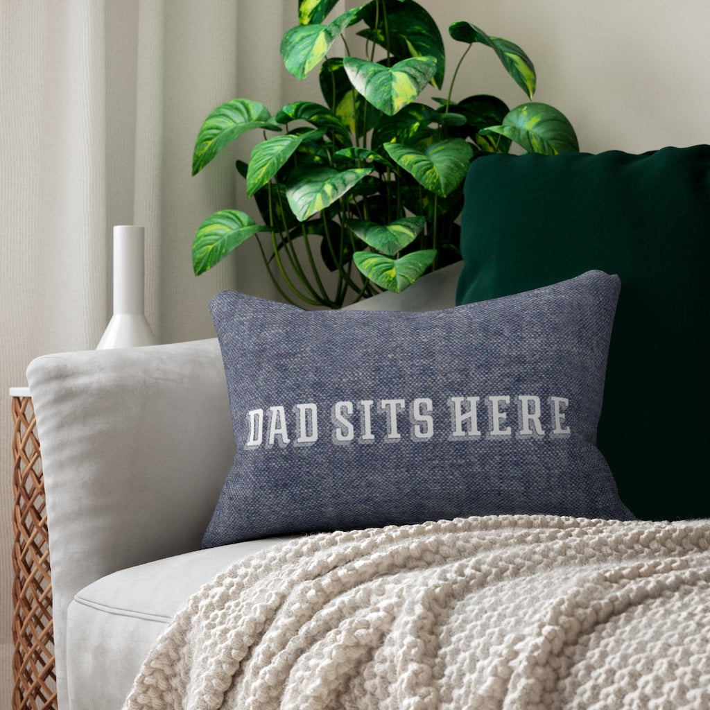 Dad Sits Here Chambray Throw Pillow