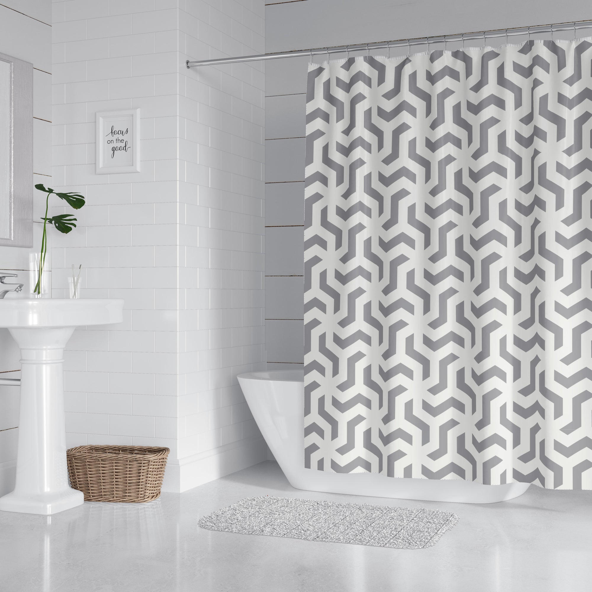 Gray Geometric Shower Curtain