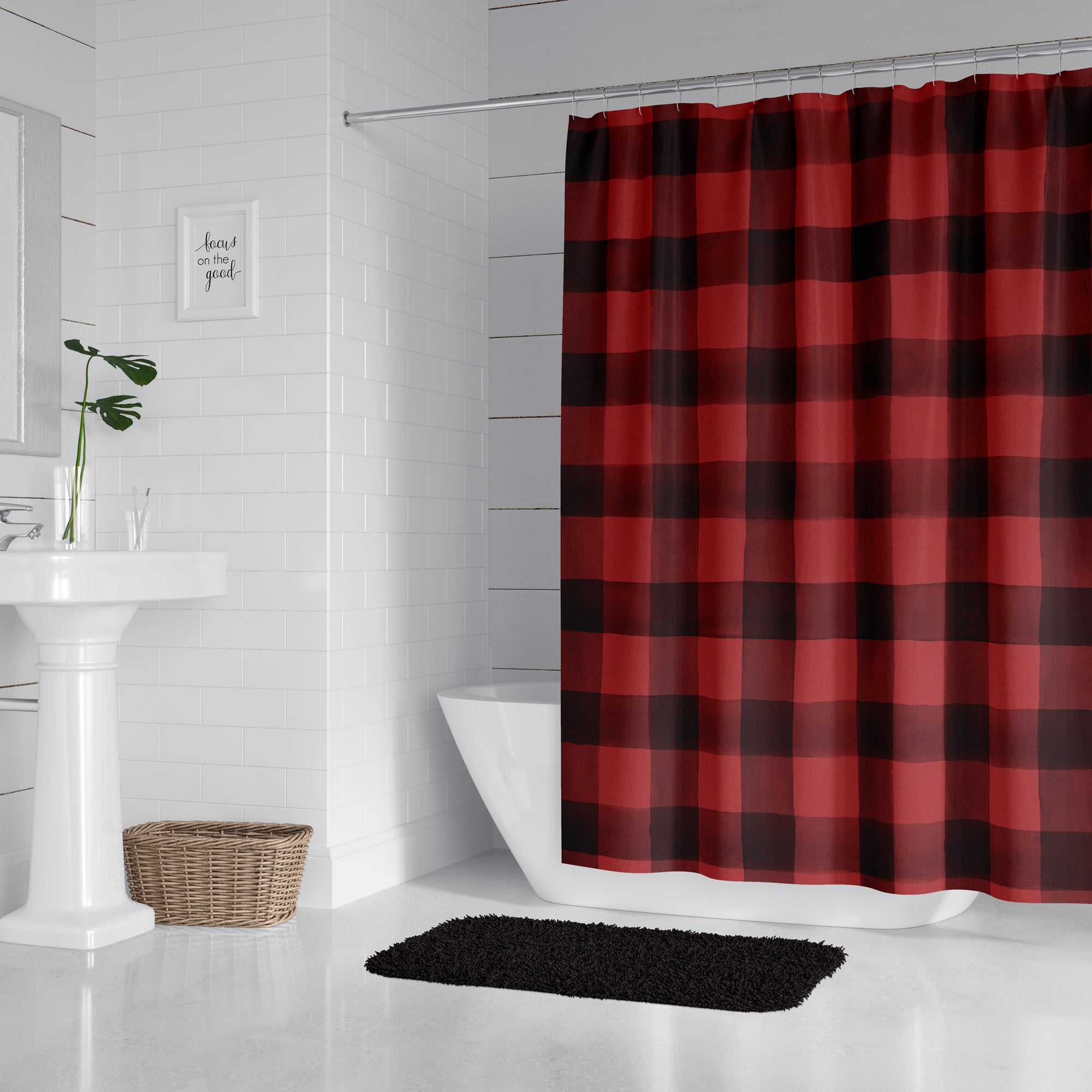 Red Buffalo Plaid Shower Curtain