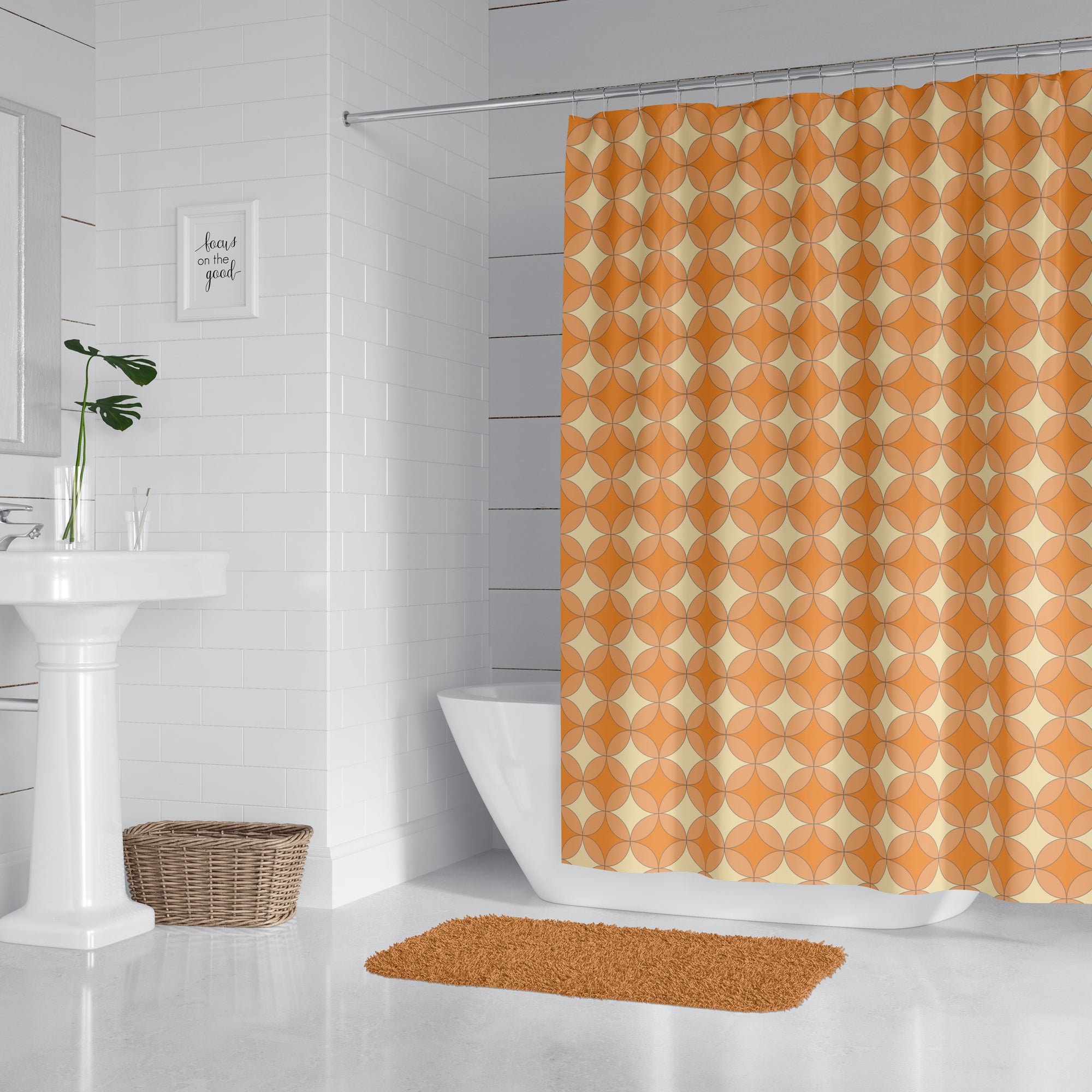 Orange Diamond Circles Shower Curtain