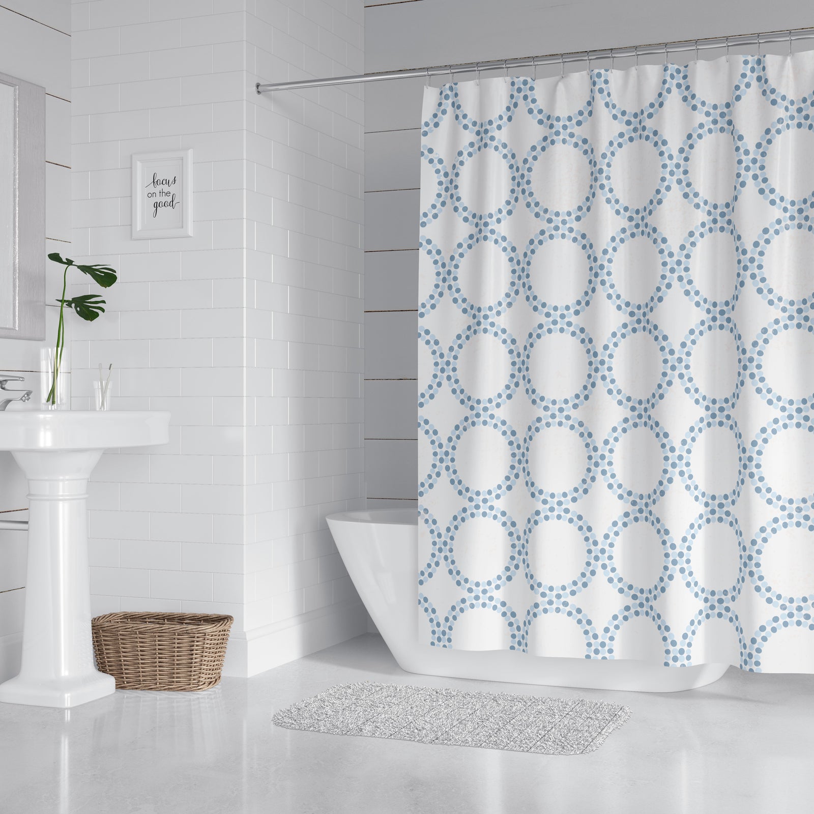 Blue circle shower curtain