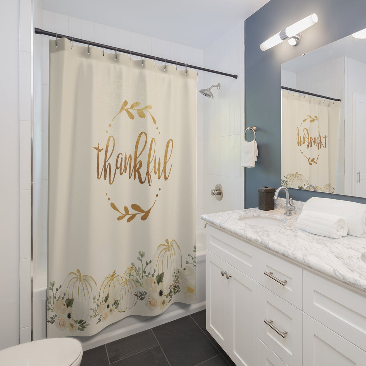 Thankful Thanksgiving Shower Curtain