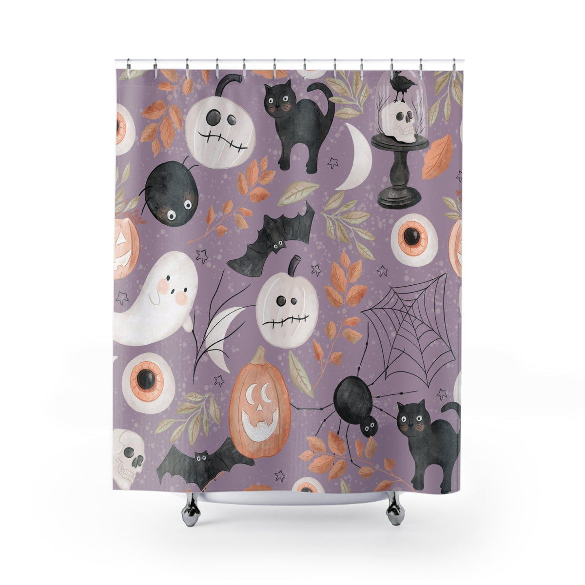 Not So Scary Purple Halloween Shower Curtain