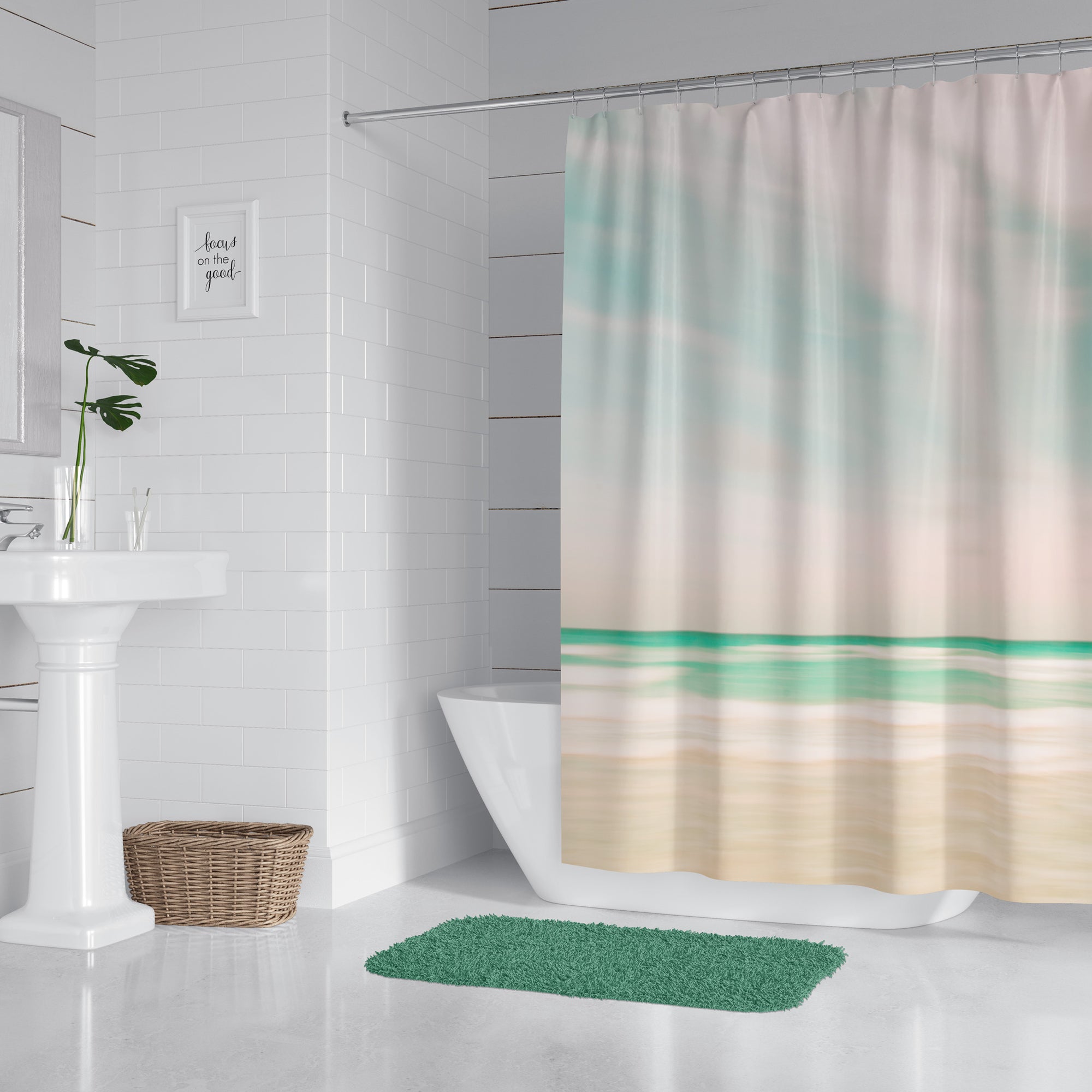Carribbean Summer Shower Curtain with bath mat