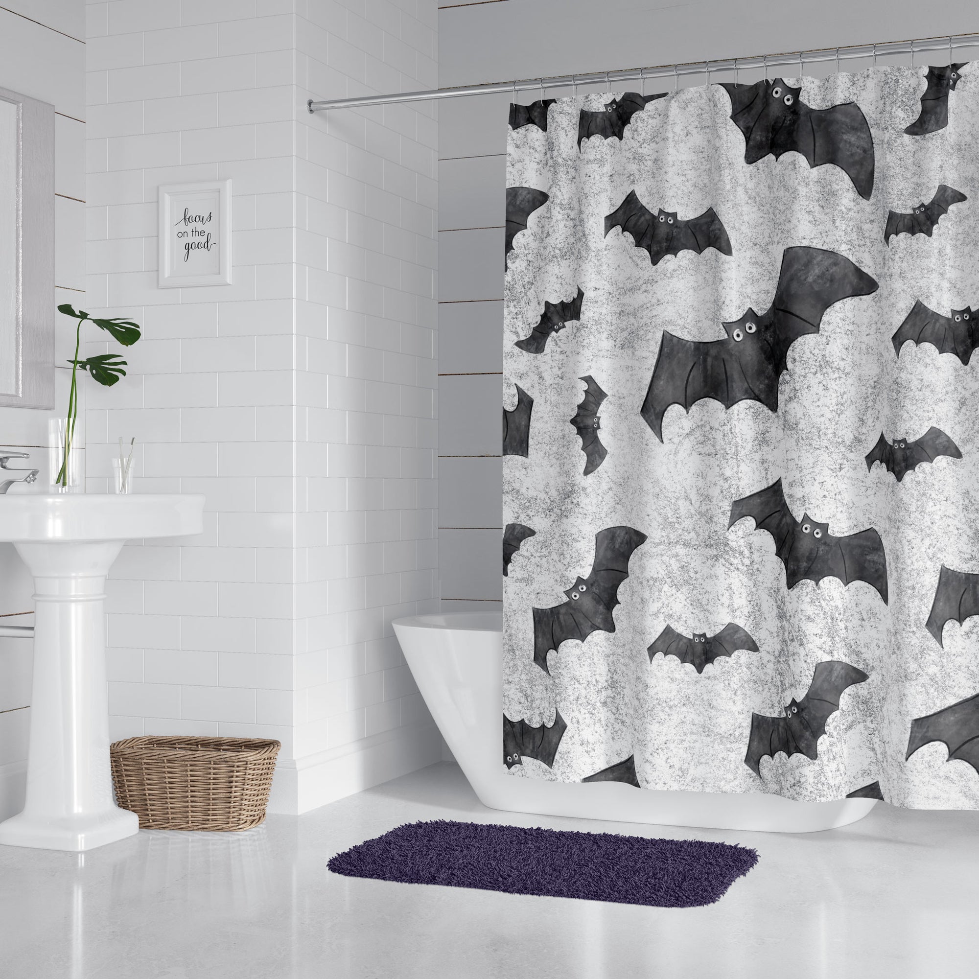 Not So Scary Bat Halloween Shower Curtains