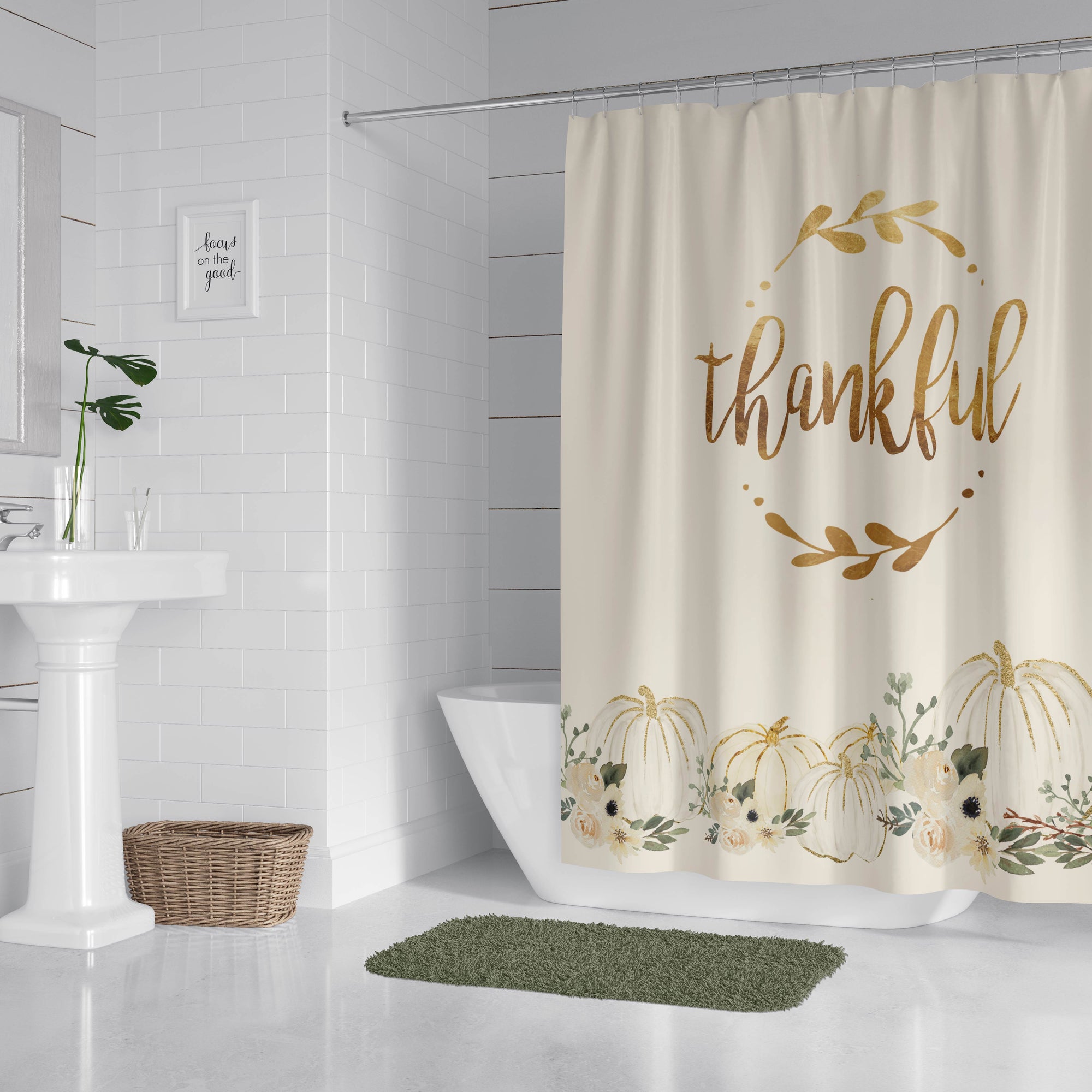 Thankful Thanksgiving Shower Curtain