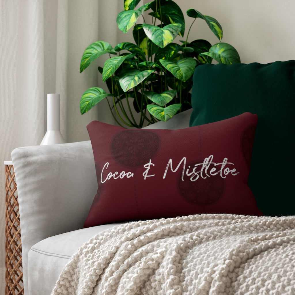 Red Cocoa & Mistletoe Throw Pillow