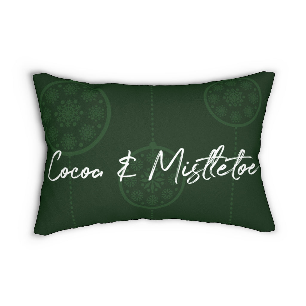 Green Cocoa &amp; Mistletoe Throw Pillow
