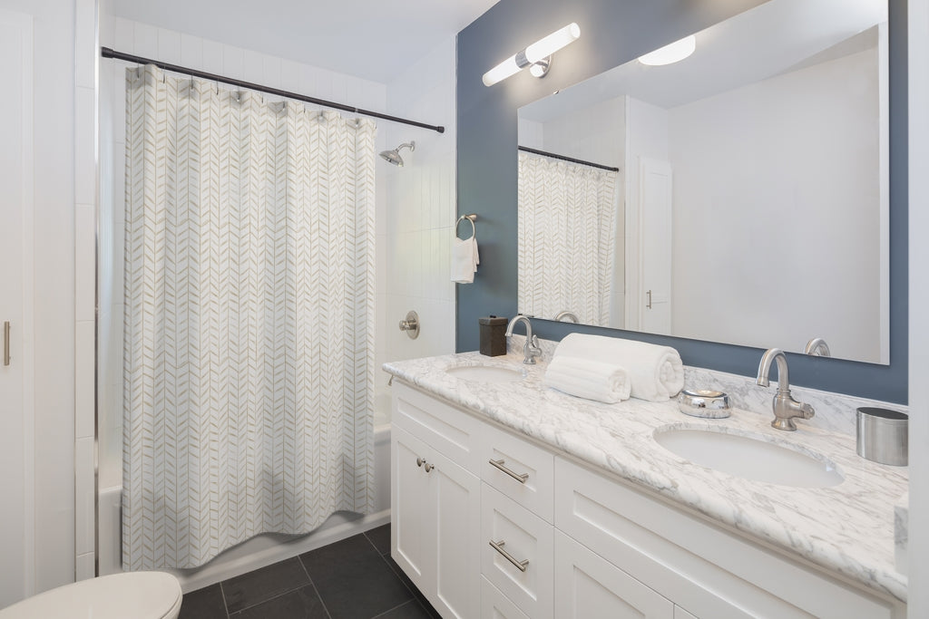 Mini Chevron Beige Shower Curtain