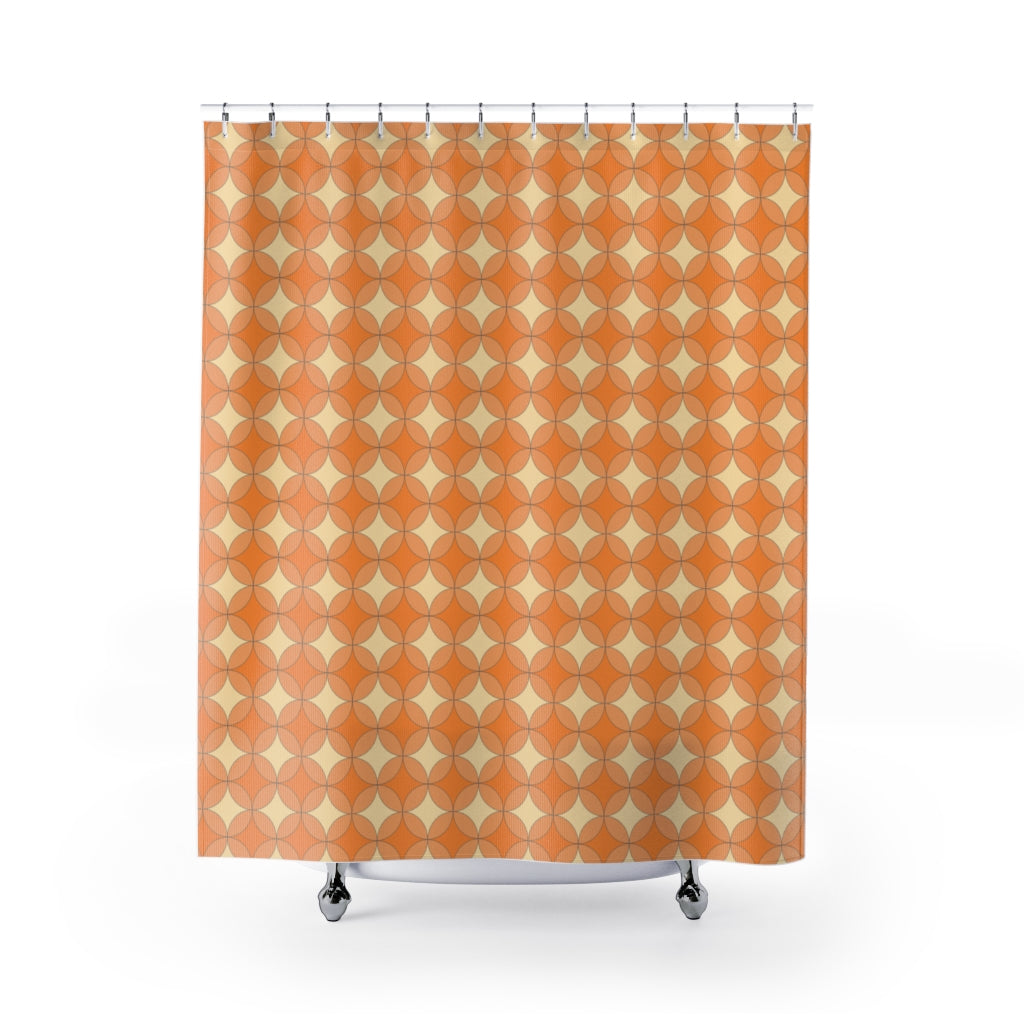 Orange Diamond Circles Shower Curtain