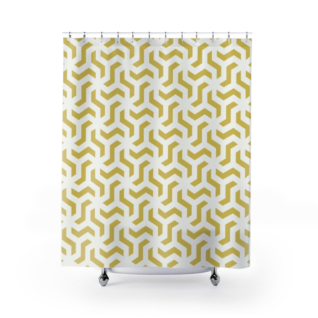 Mustard Yellow Geometric Shower Curtain