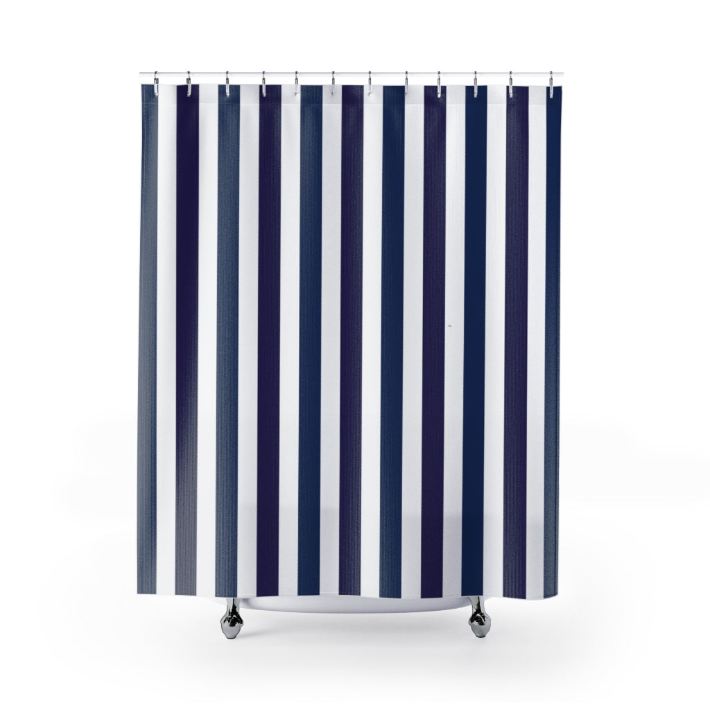 Blue and Purple Striped Shower Curtain
