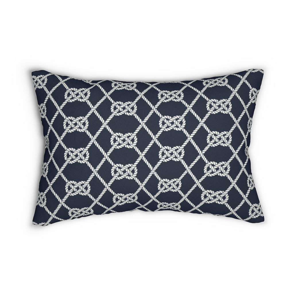 Navy Nautical Knots Lumbar Pillow