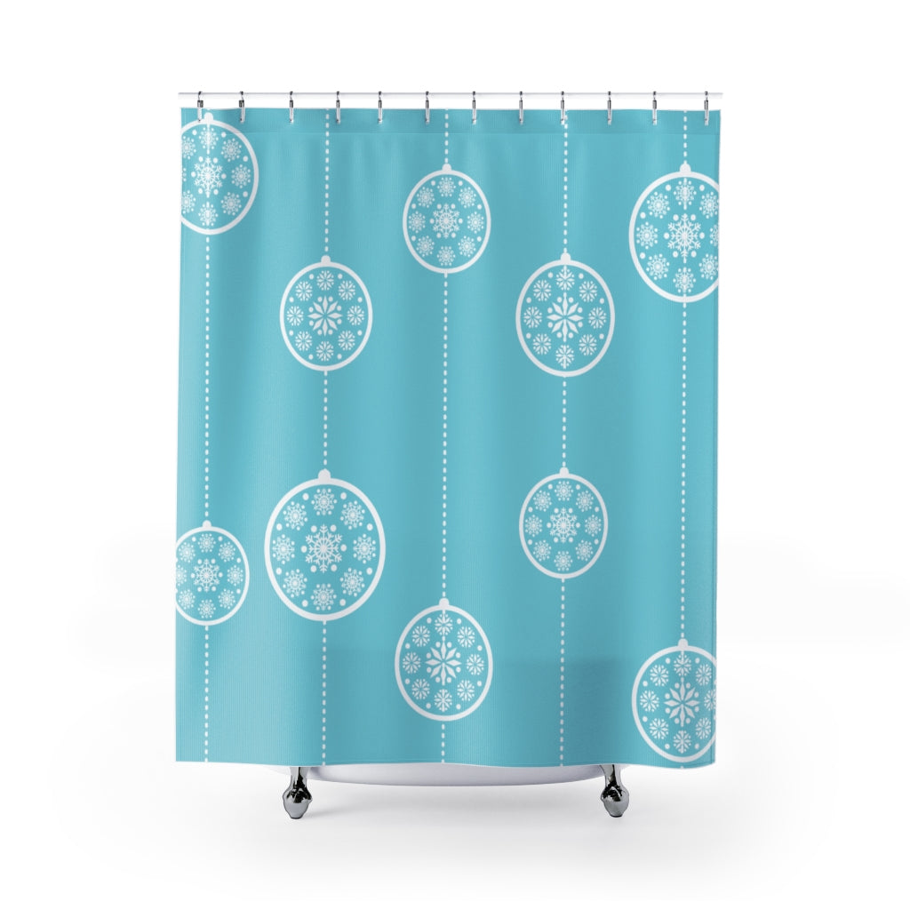 Holiday Blue Ornaments Shower Curtain