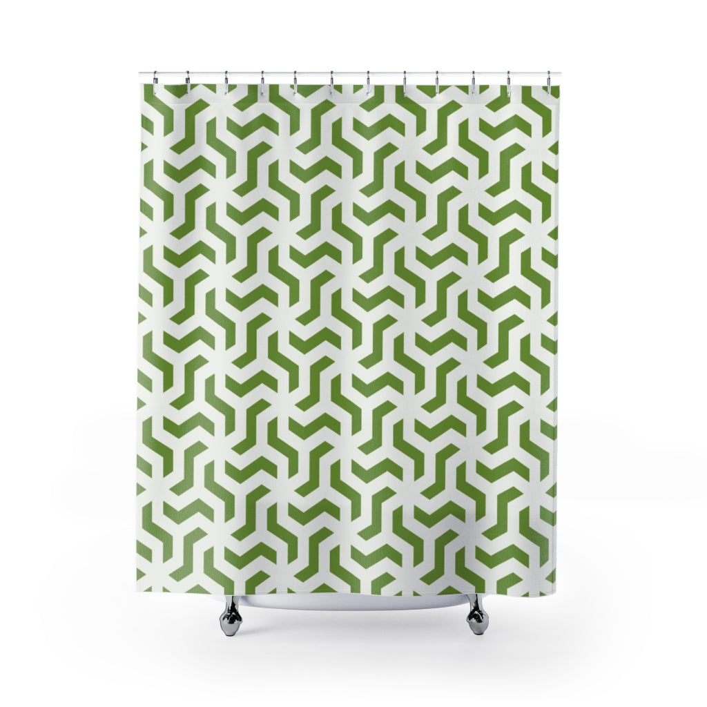 Lime Green Geometric Shower Curtain