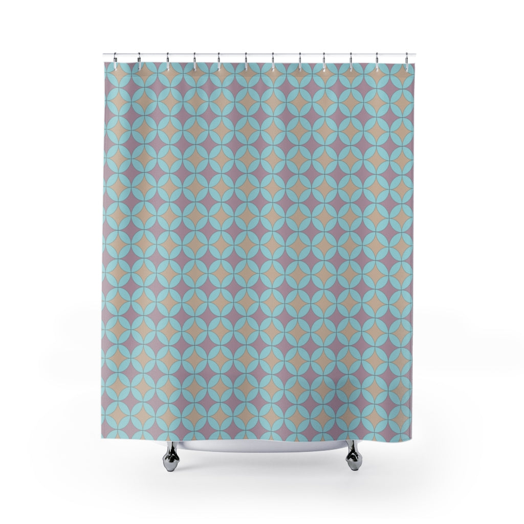 Purple and Blue Diamond Circle Shower Curtain