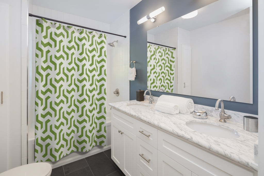 Lime Green Geometric Shower Curtain