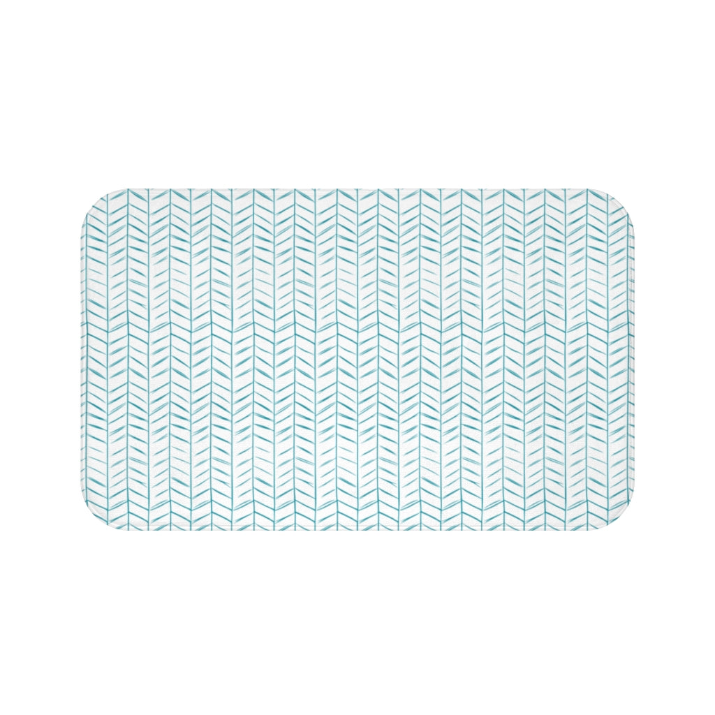Teal Mini Chevron Bath Mat