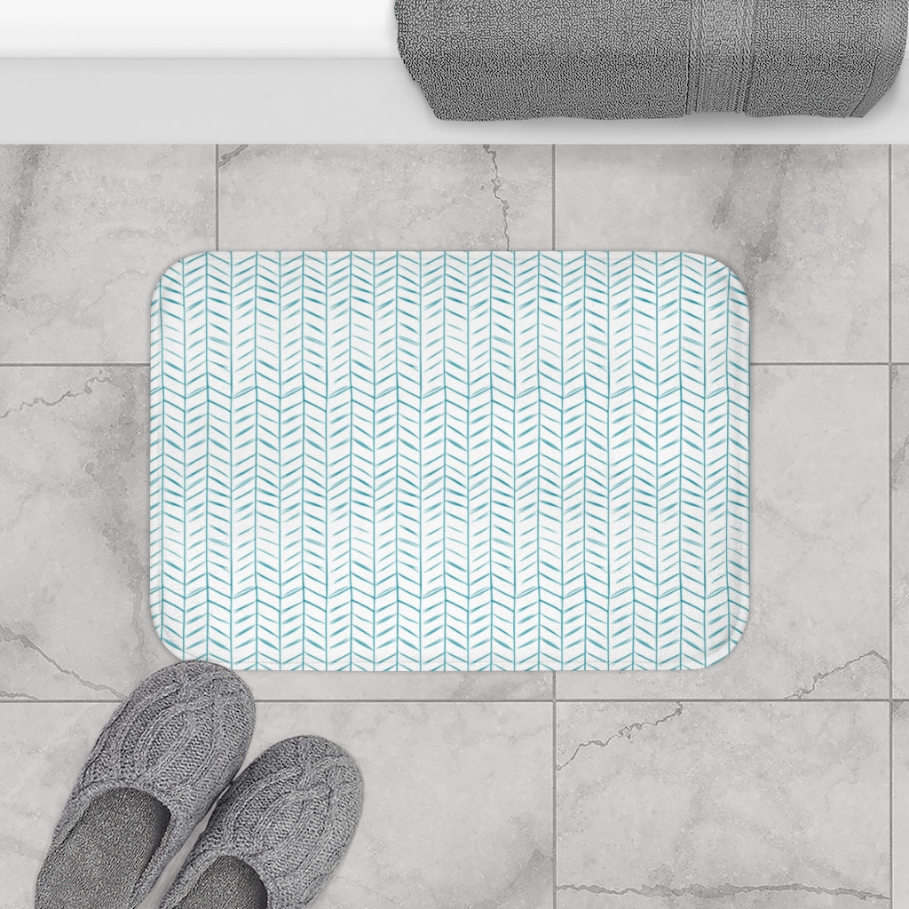 Teal Mini Chevron Bath Mat