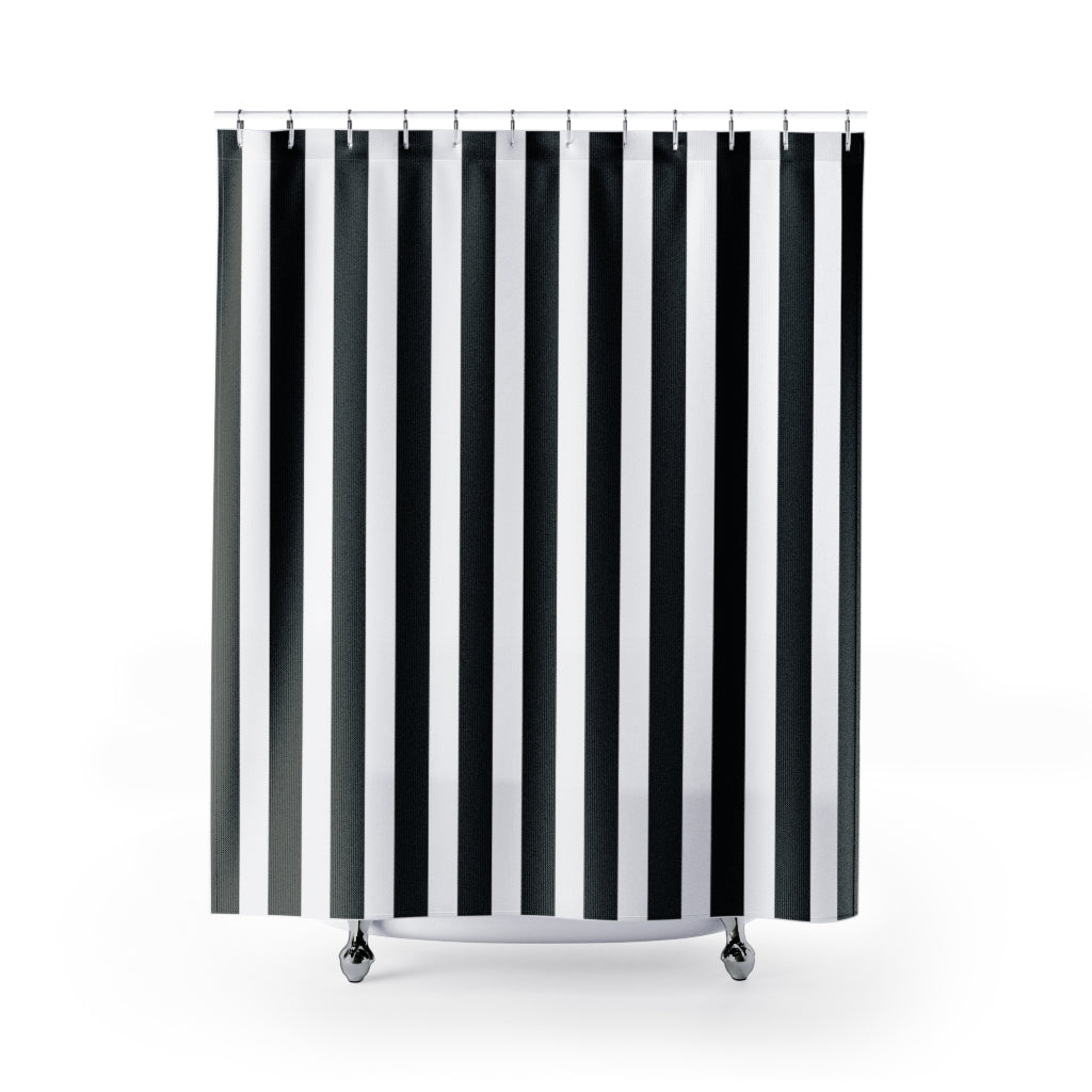 Black and White Striped Shower Curtain