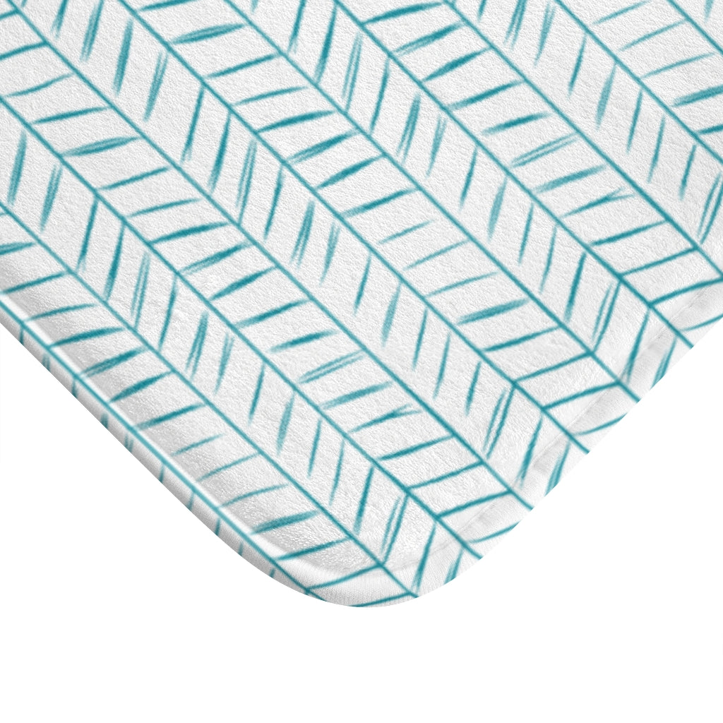 Teal Mini Chevron Bath Mat
