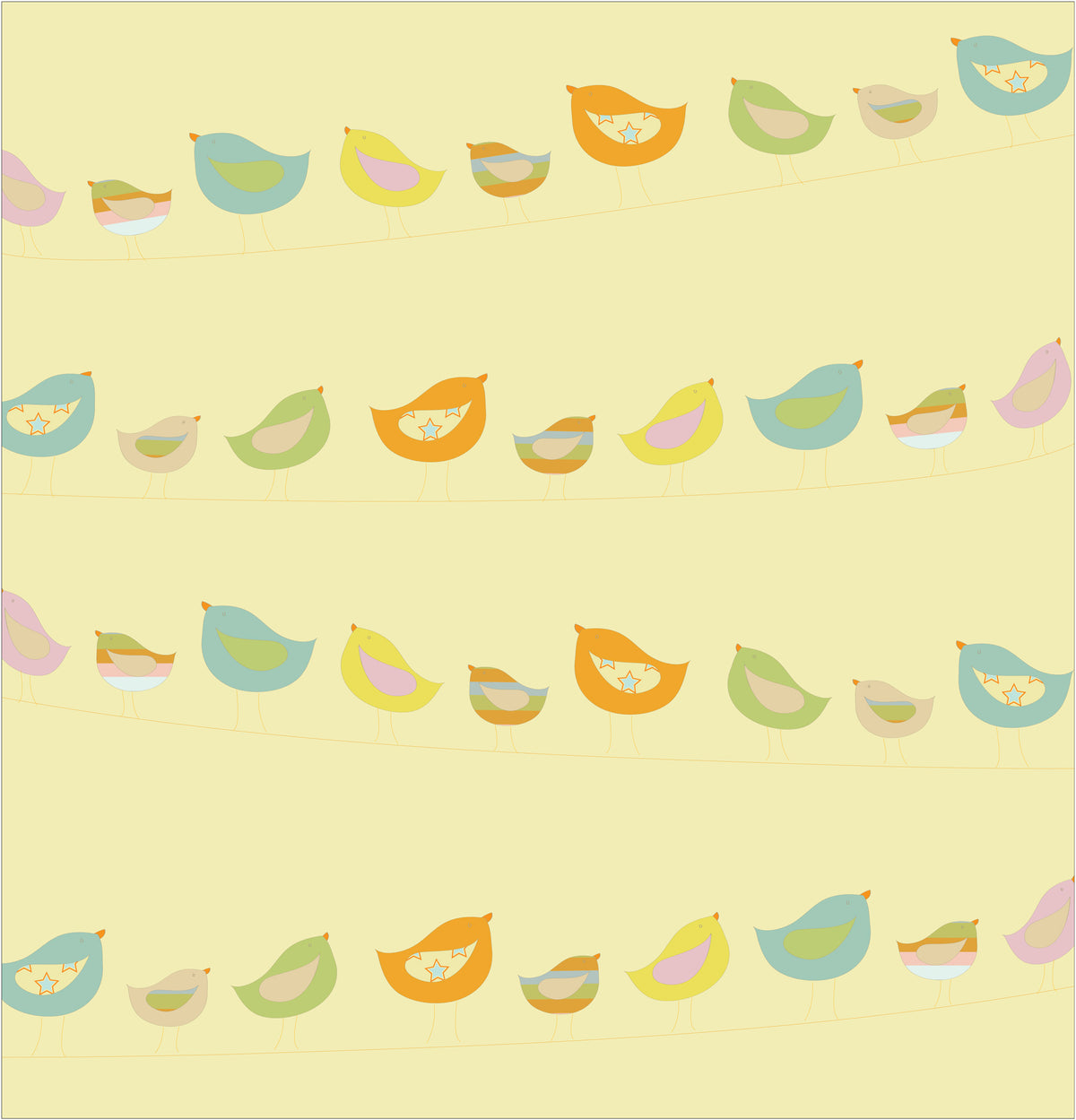 Birds On A Wire Yellow Shower Curtain