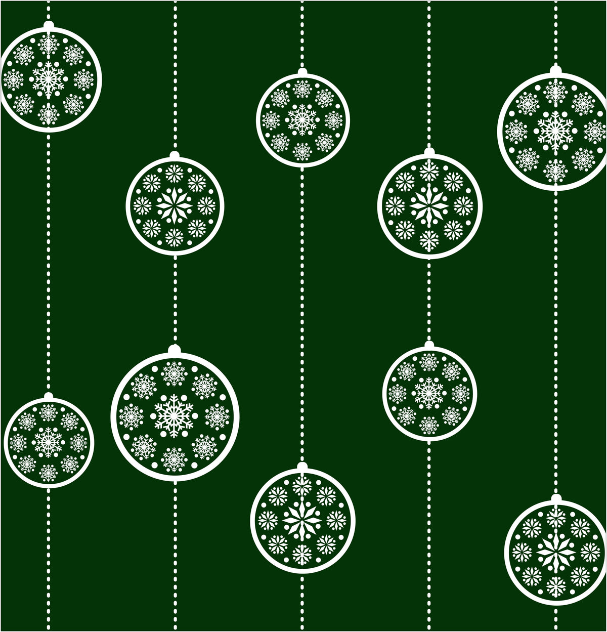 Holiday Green Ornaments Shower Curtain