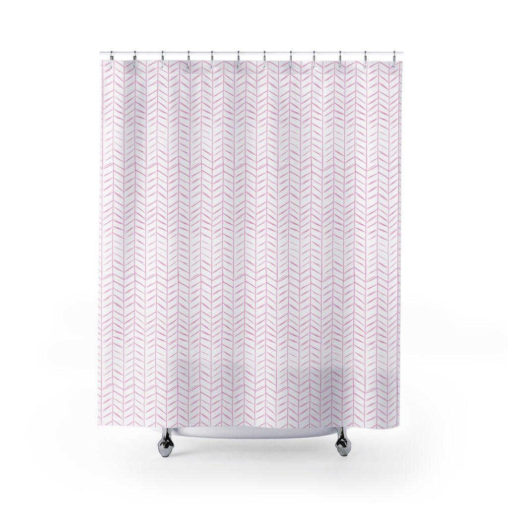 Mini Chevron Pink Shower Curtain