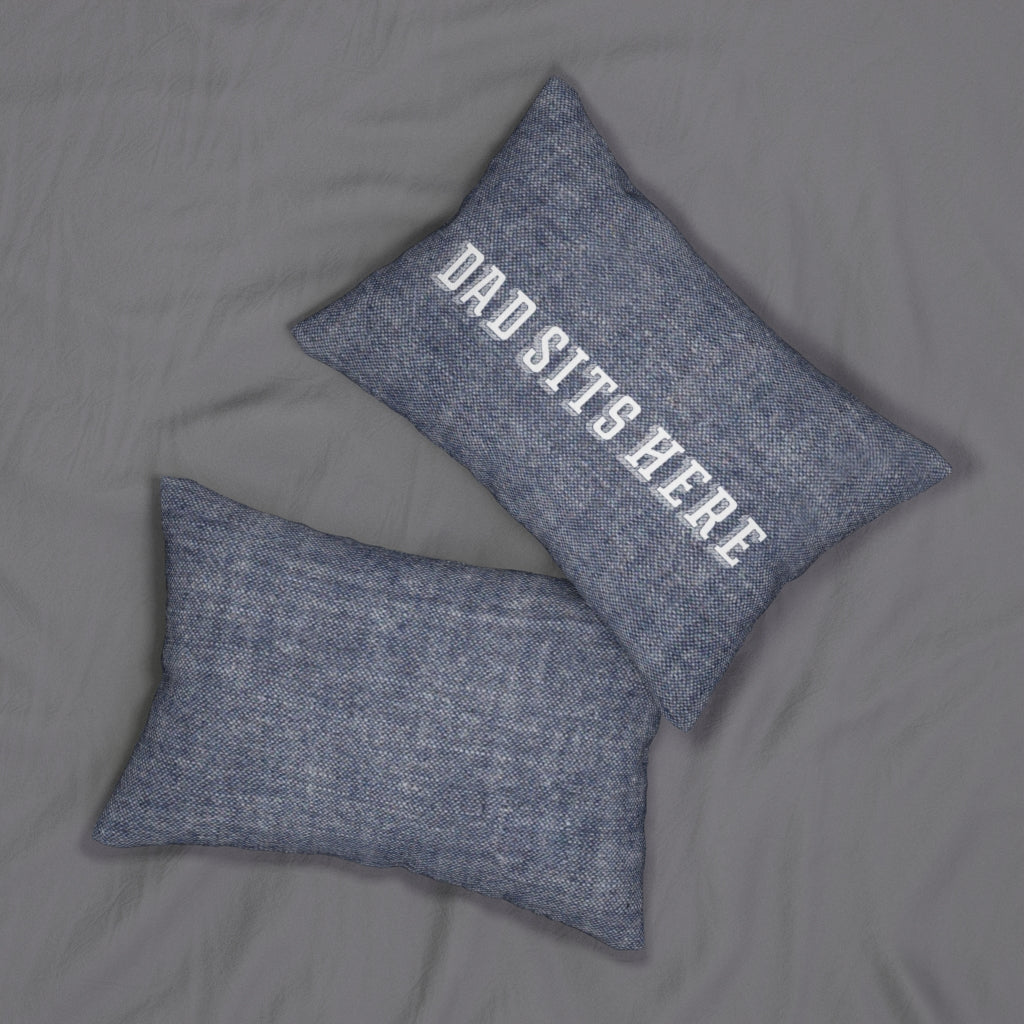 Dad Sits Here Chambray Throw Pillow