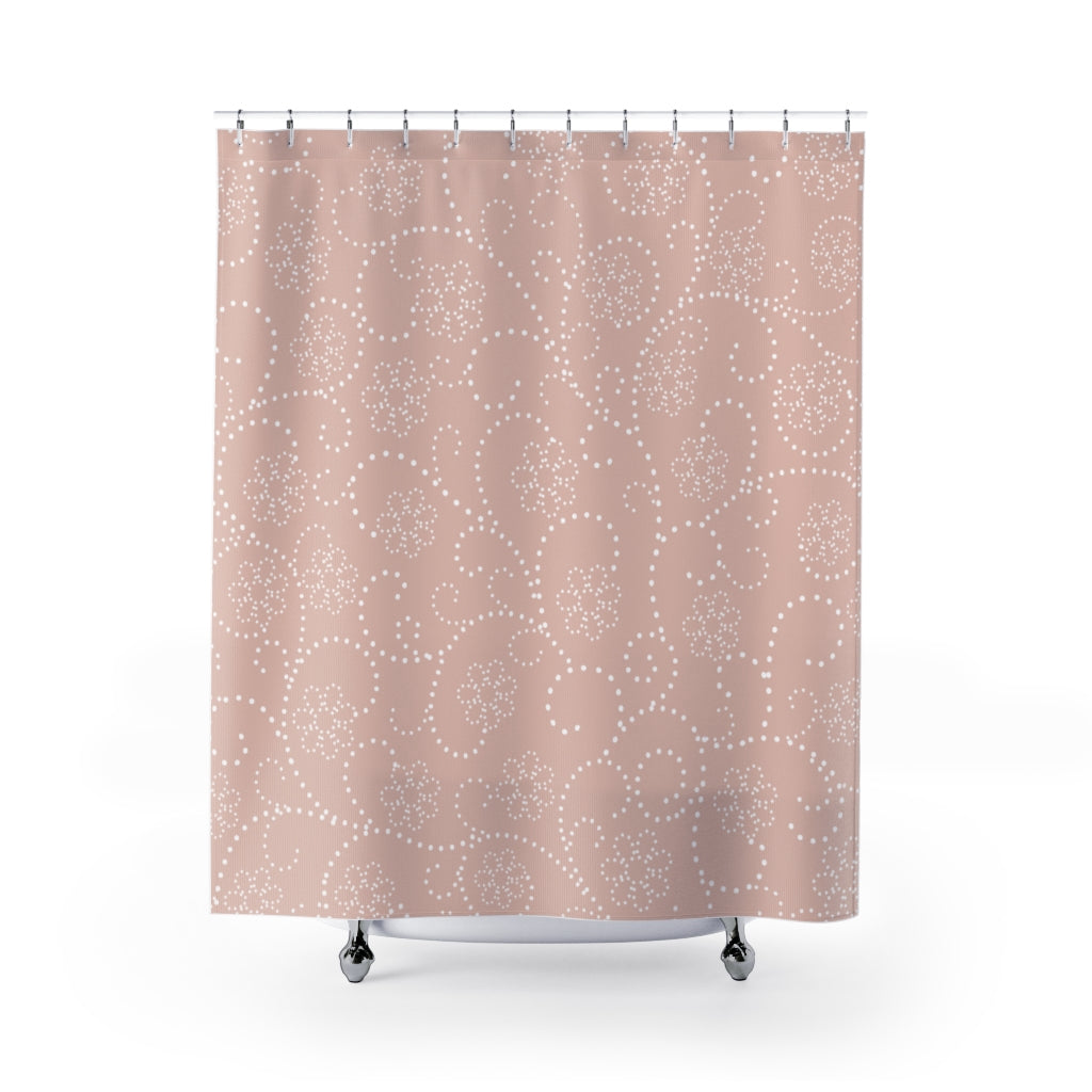 Dusty Peach Flower Shower Curtain