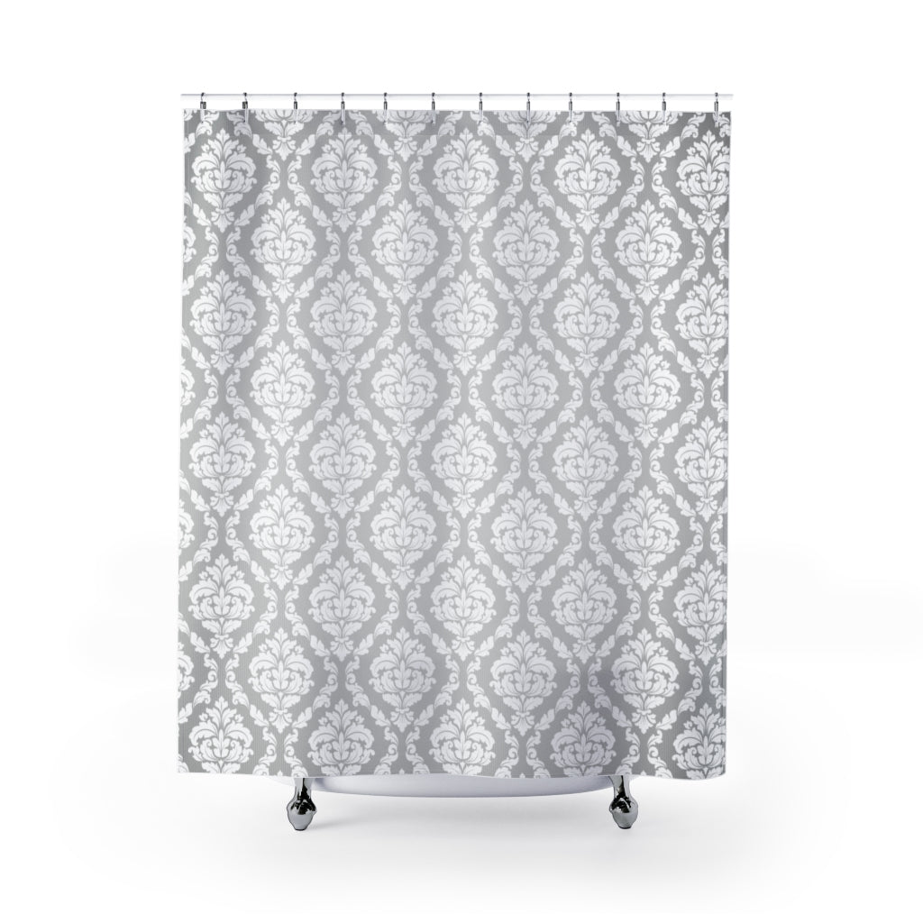 Elegant Gray Damask Shower Curtain