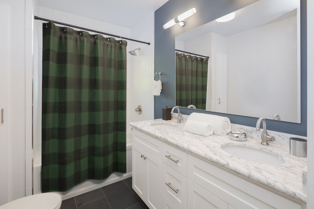 Green Buffalo Plaid Shower Curtain