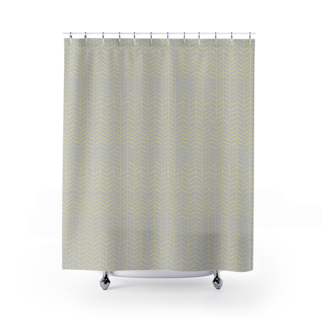 Mini Chevron Gray and Yellow Shower Curtain