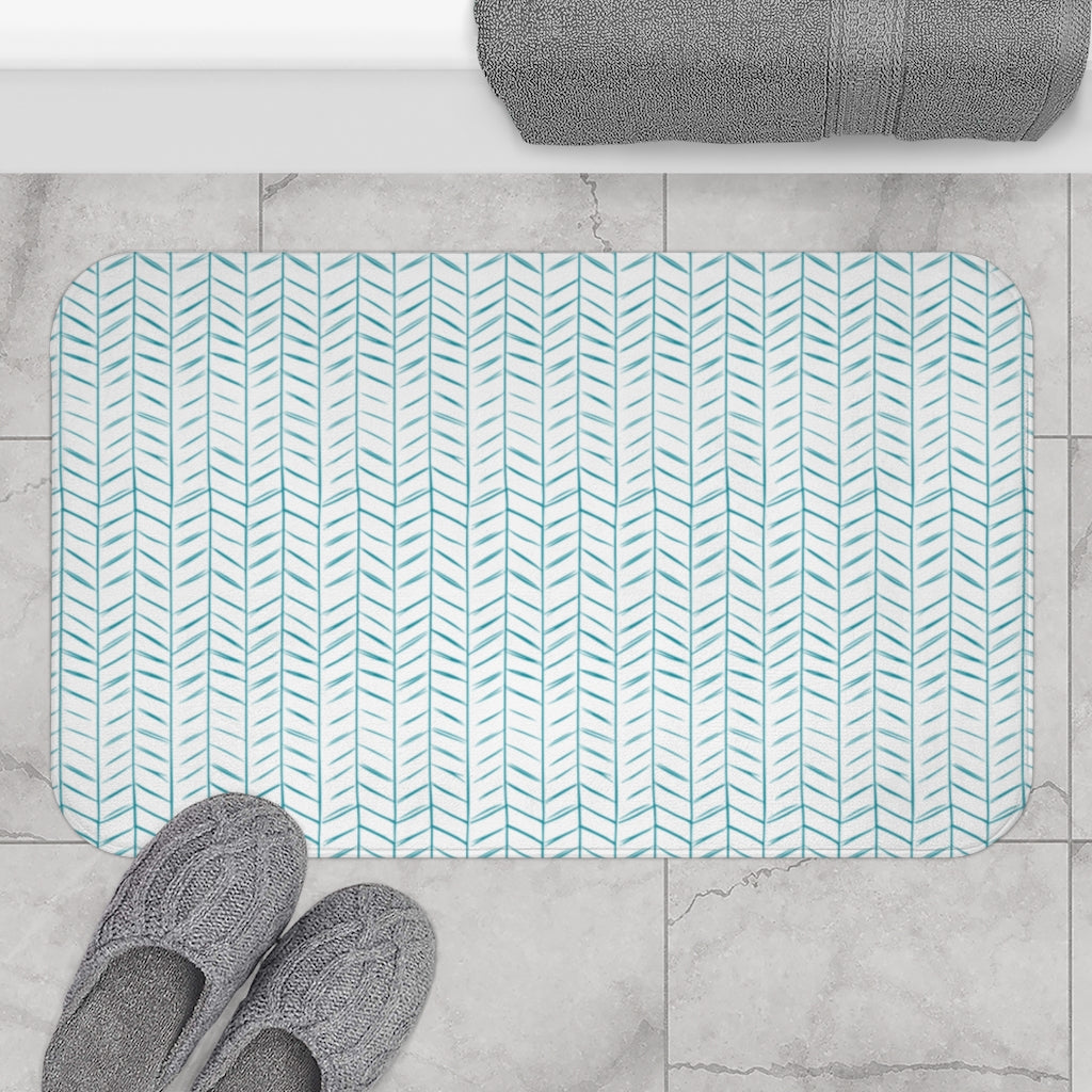 Teal Mini Chevron Bath Mat