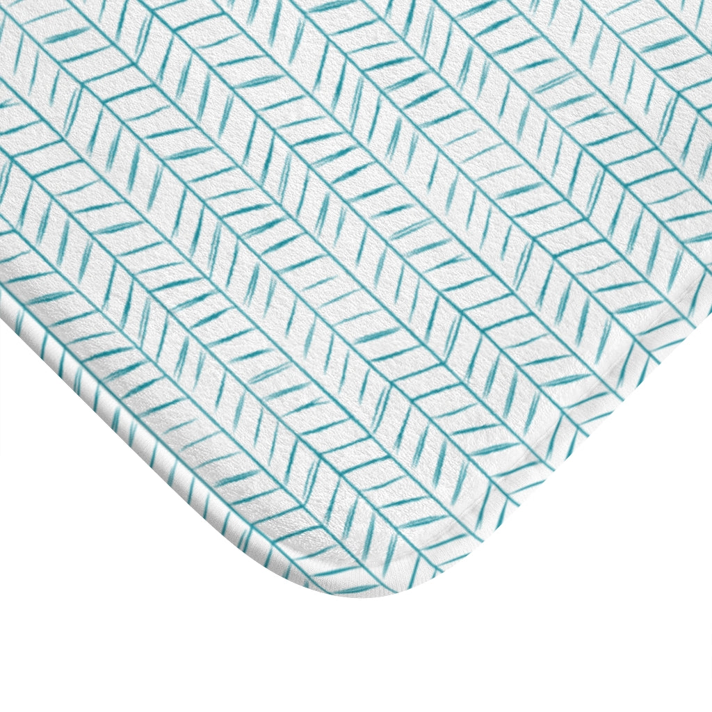Teal Mini Chevron Bath Mat