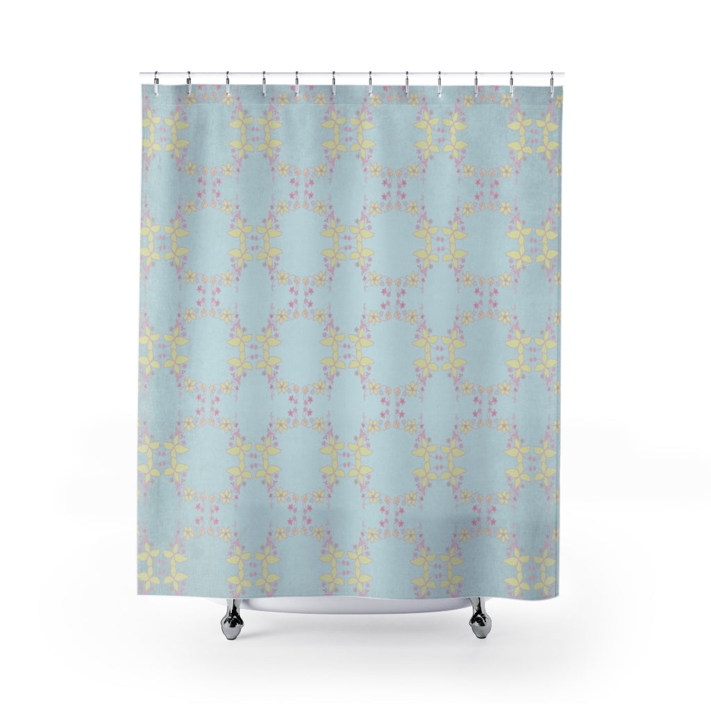 Floral Yellow &amp; Lavender Lei Shower Curtain