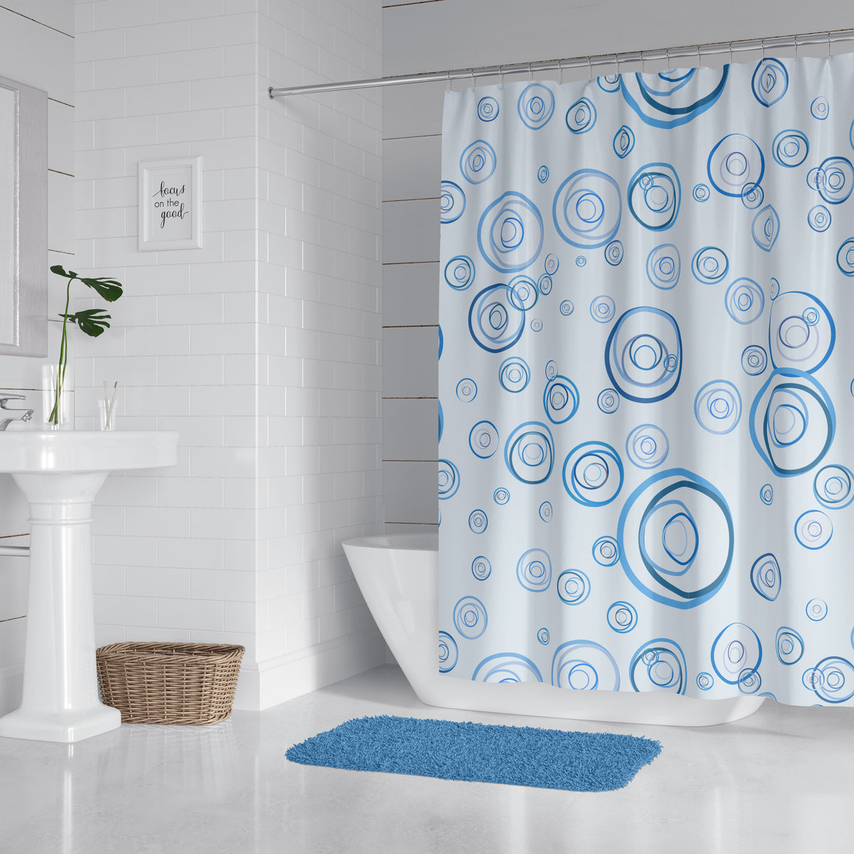 Blue Circle Fun Shower Curtain