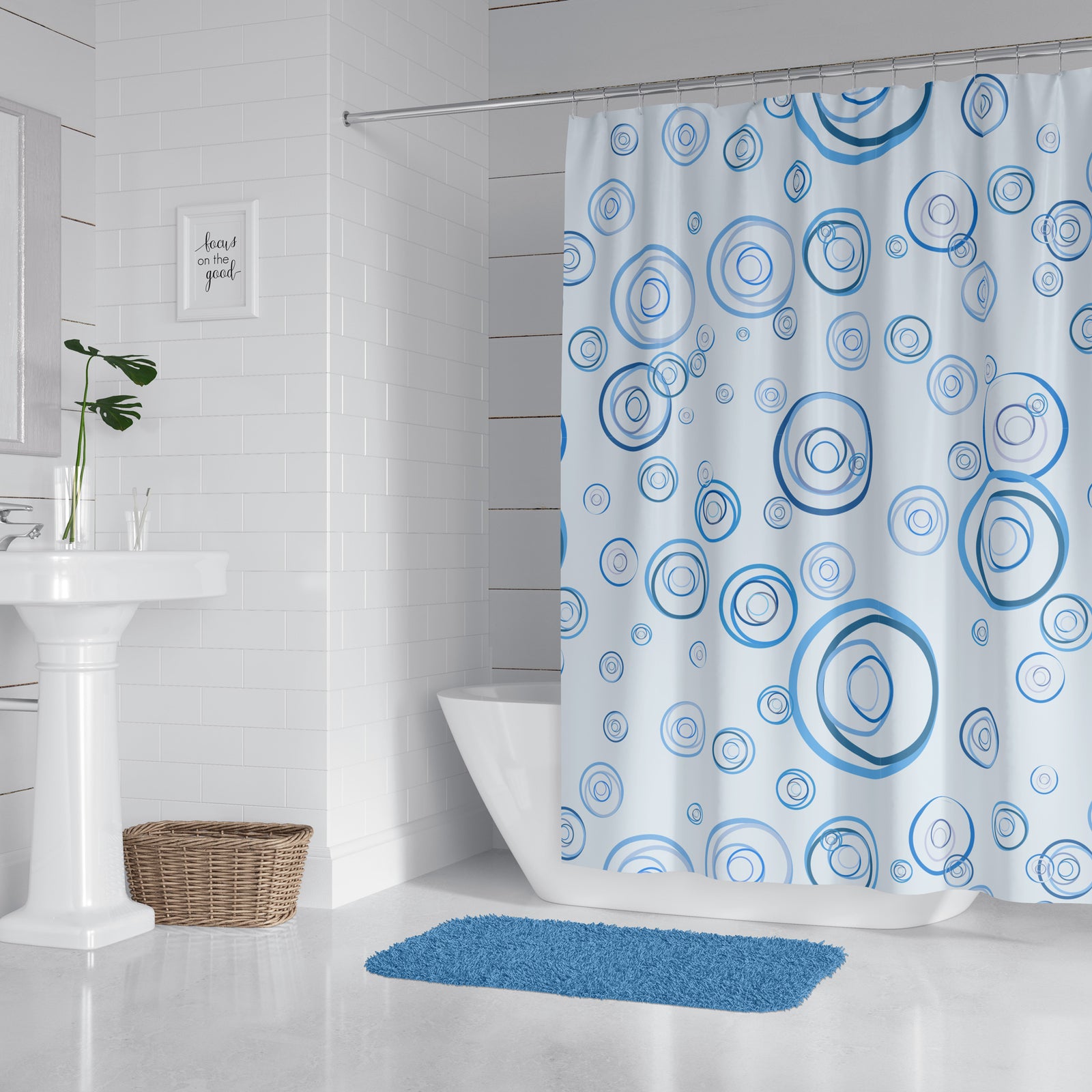 Blue Circle Fun Shower Curtain