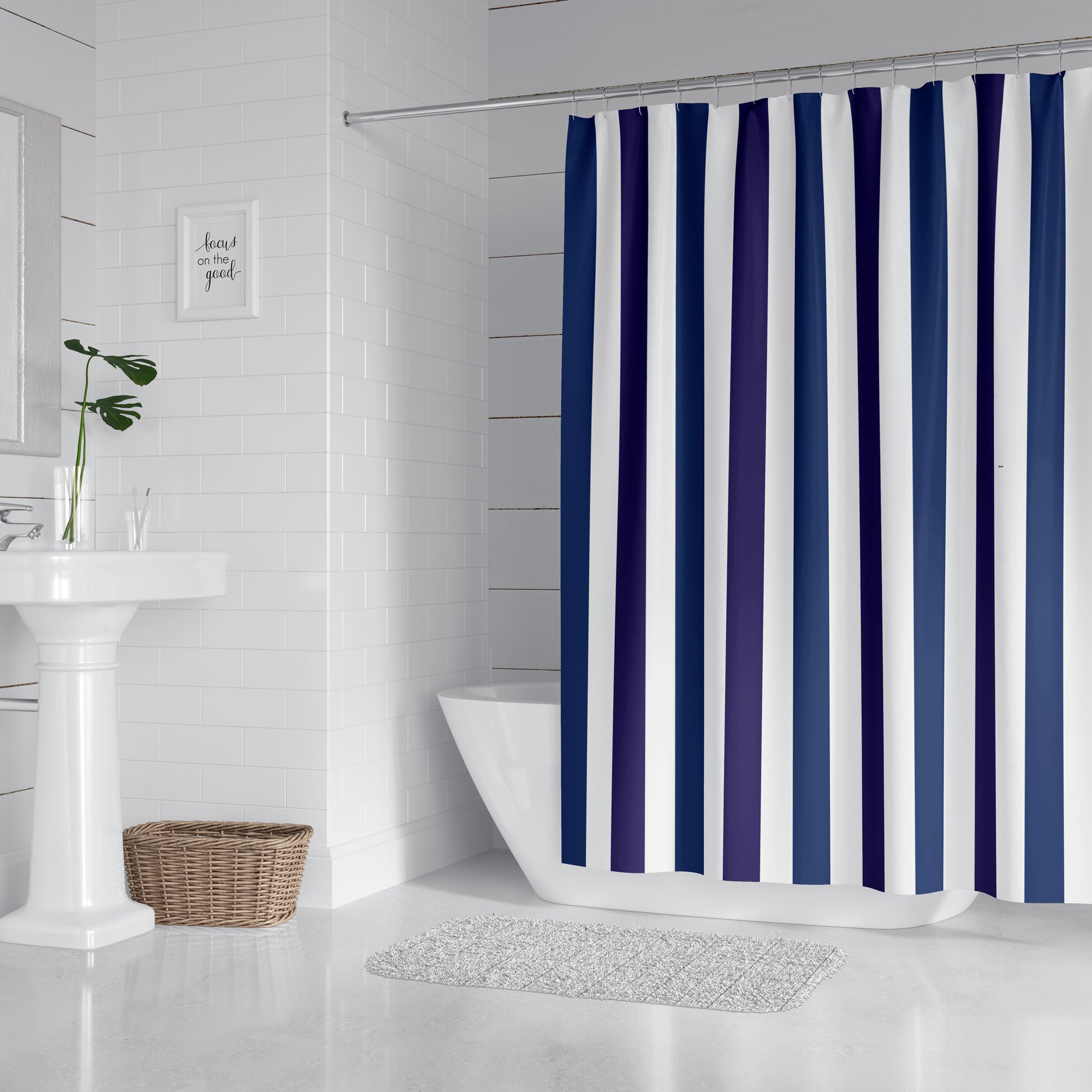 Blue and Purple Striped Shower Curtain