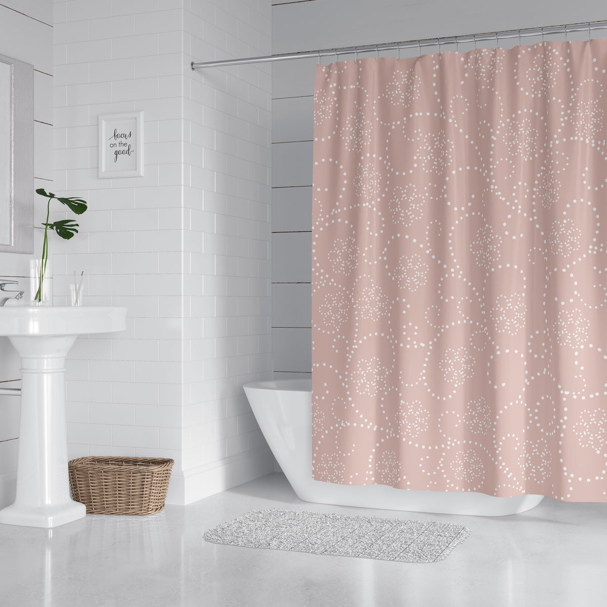 Dusty Peach Flower Shower Curtain