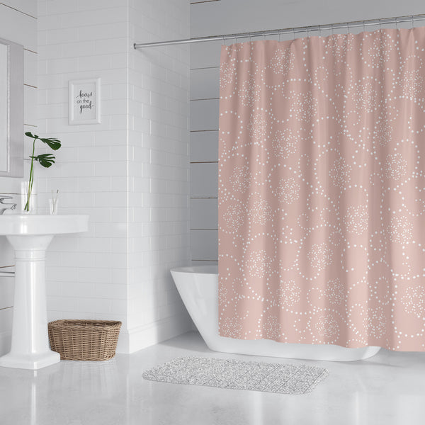 Peach and deals grey shower curtain