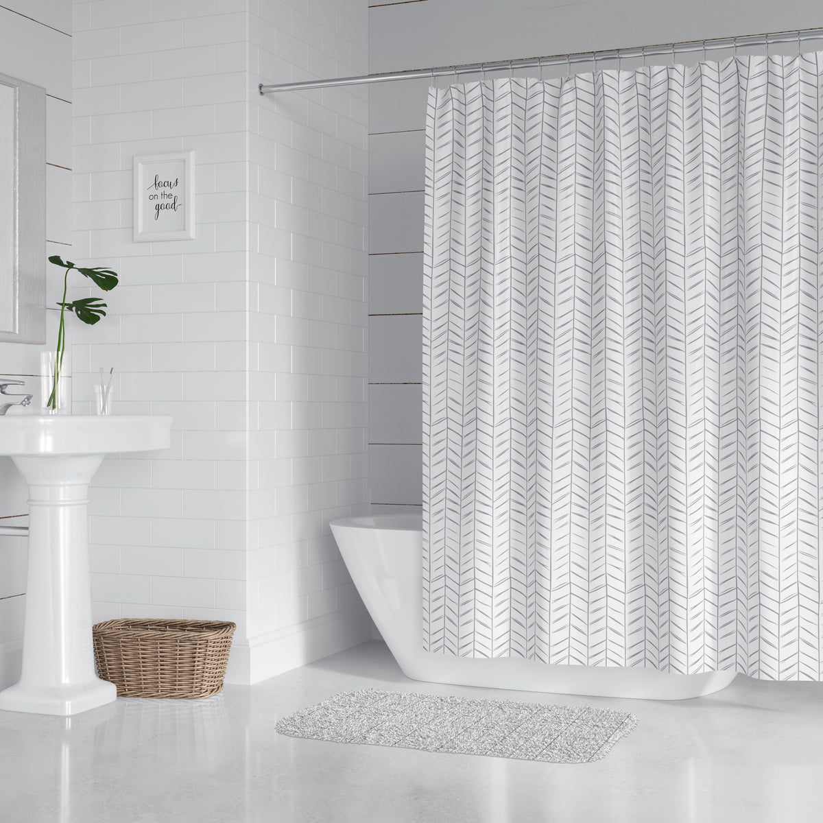 Mini Chevron Gray Shower Curtain