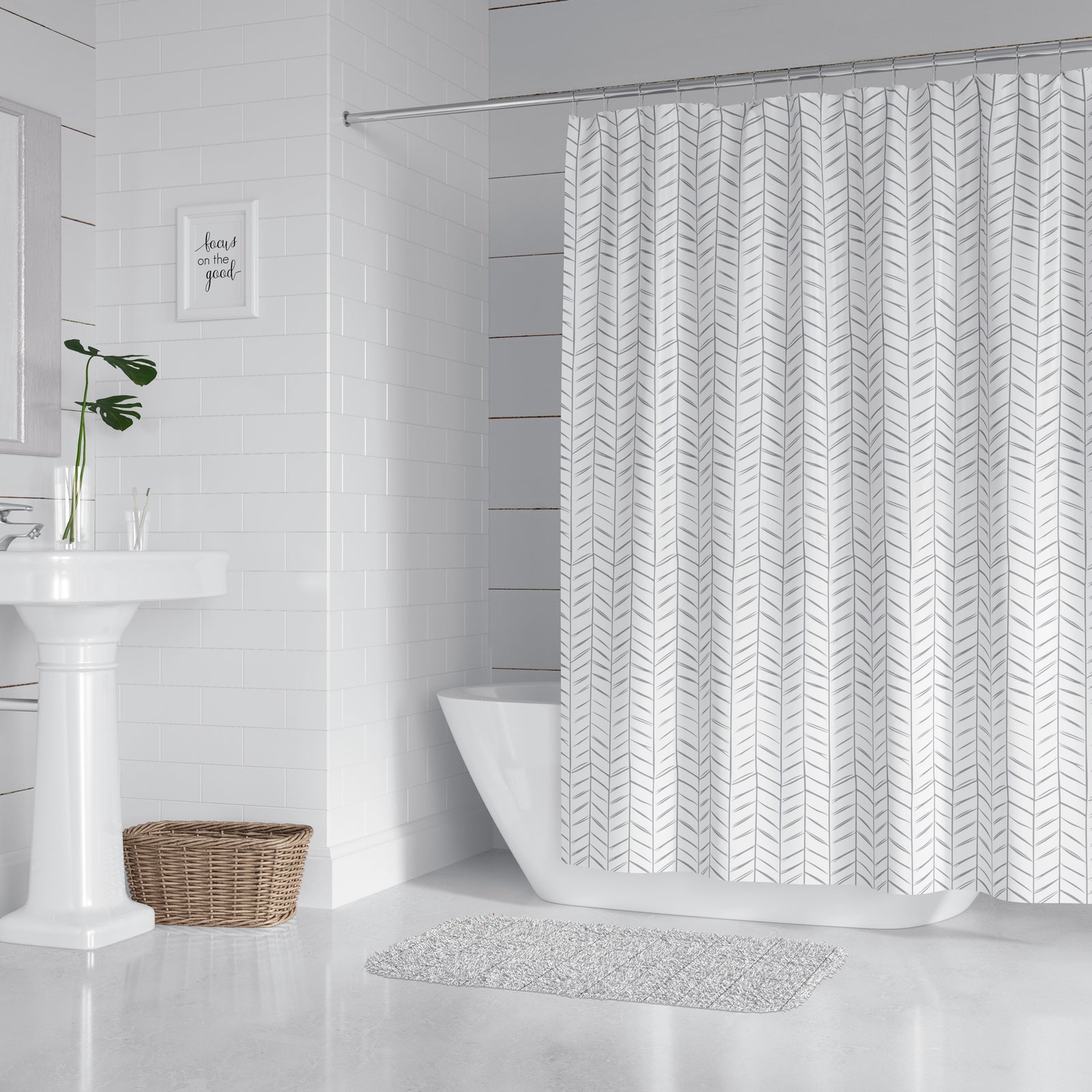 Mini Chevron Gray Shower Curtain