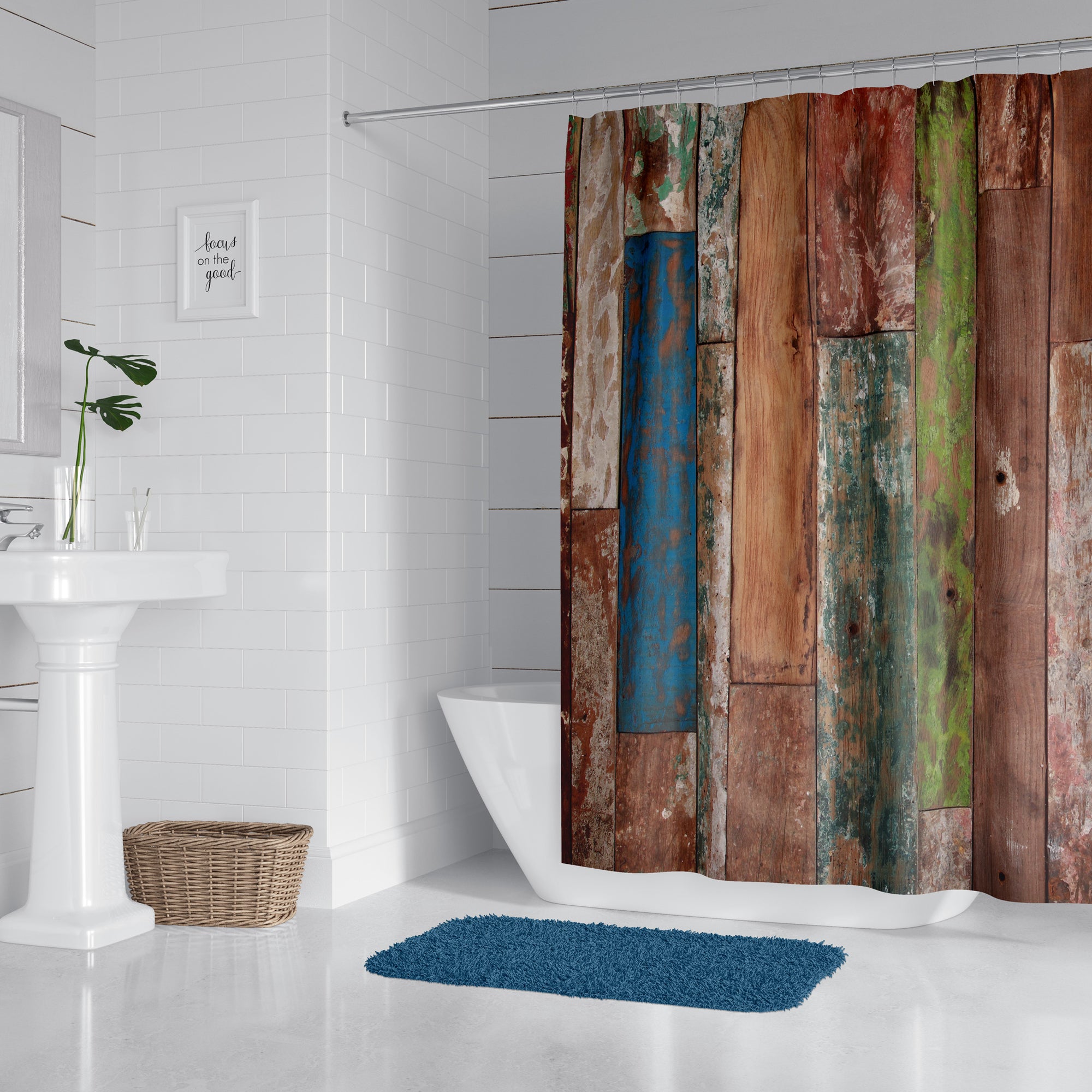 Multi-Color Barnwood Shower Curtain