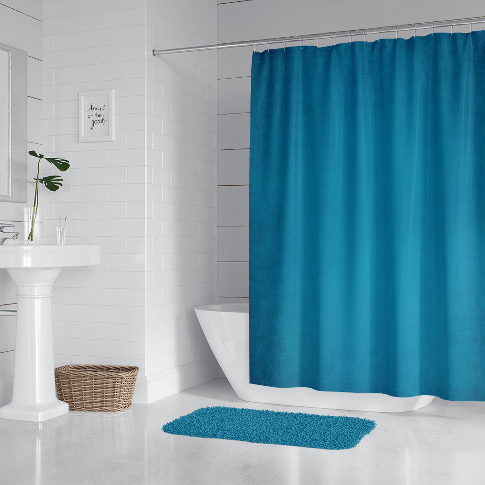 Olympian Blue Textured Shower Curtain