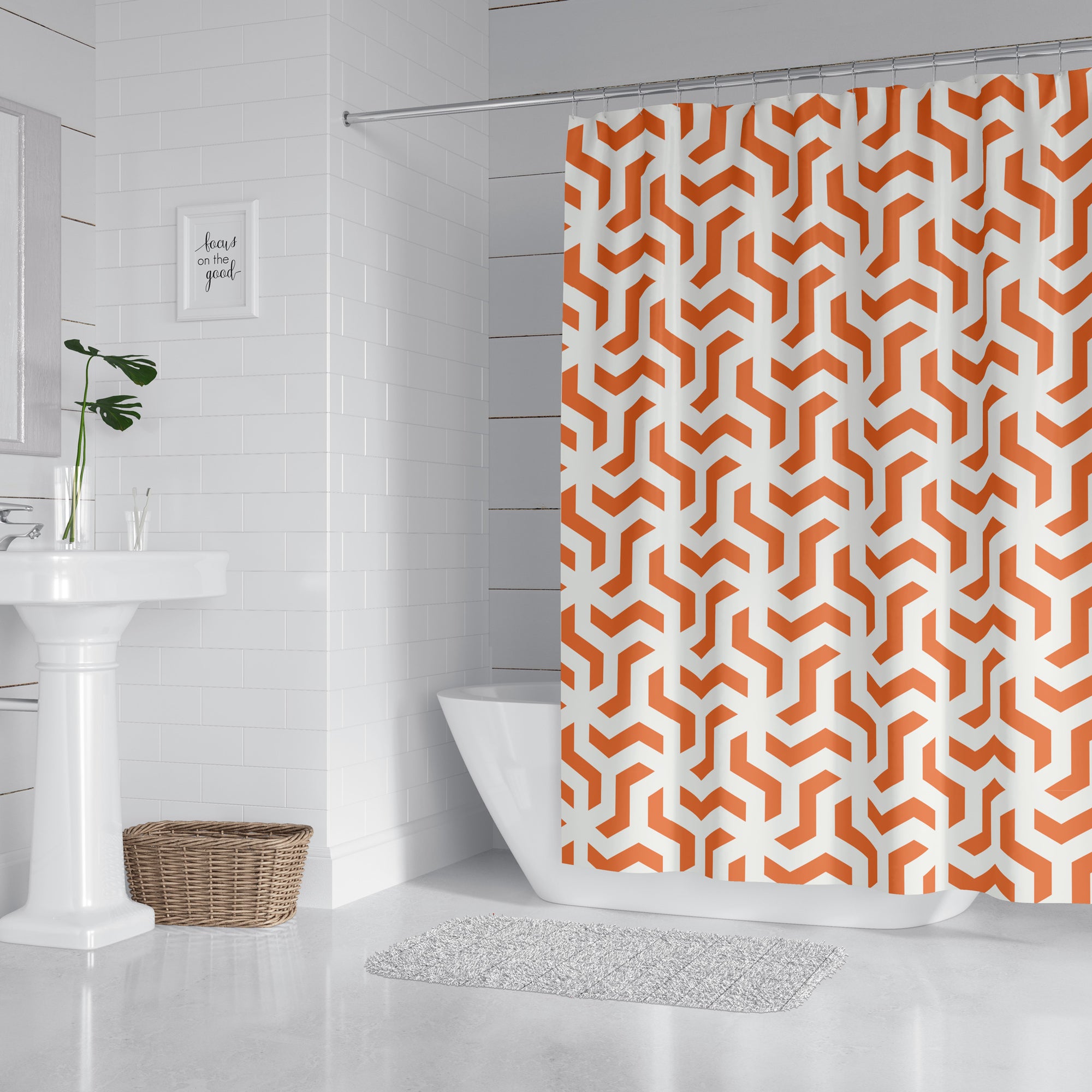 Orange Geometric Shower Curtain