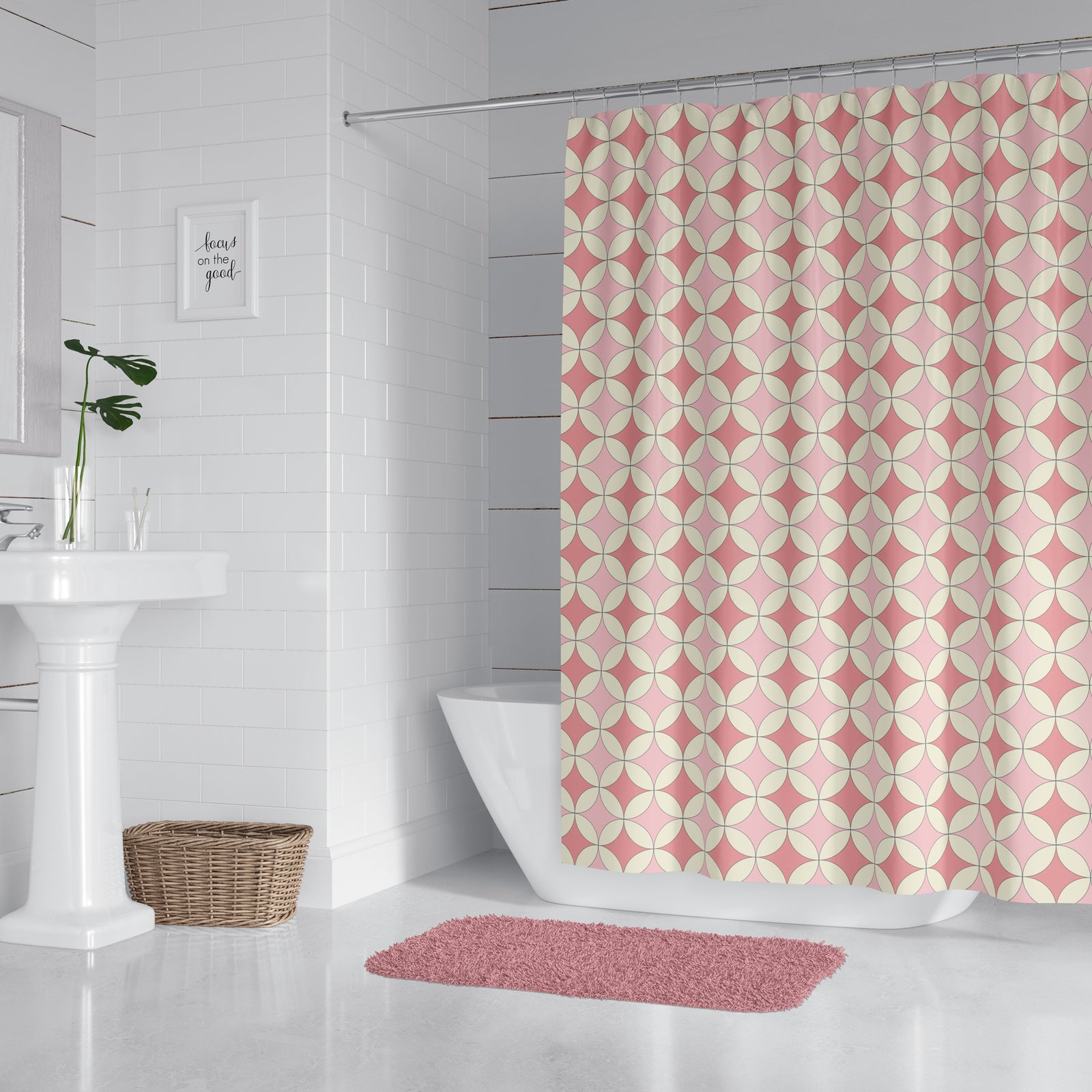 Pink Diamond Circles Shower Curtain