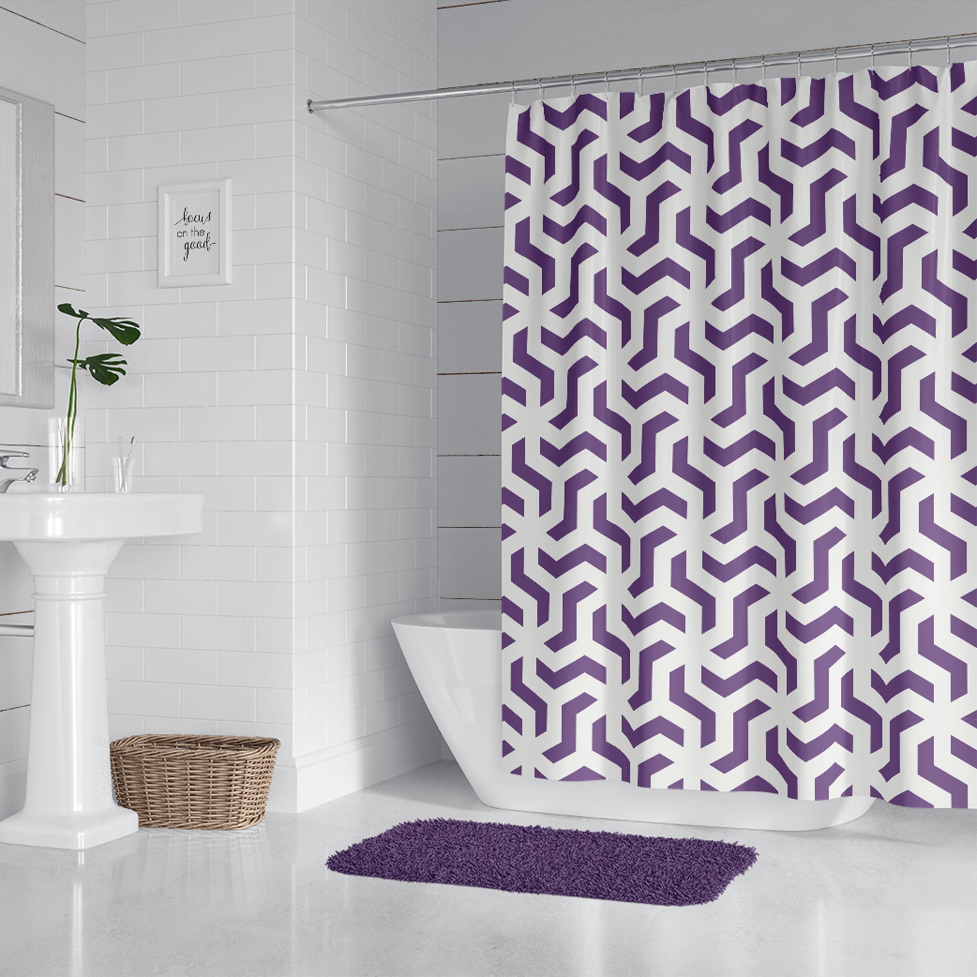 Purple Geometric Shower Curtain
