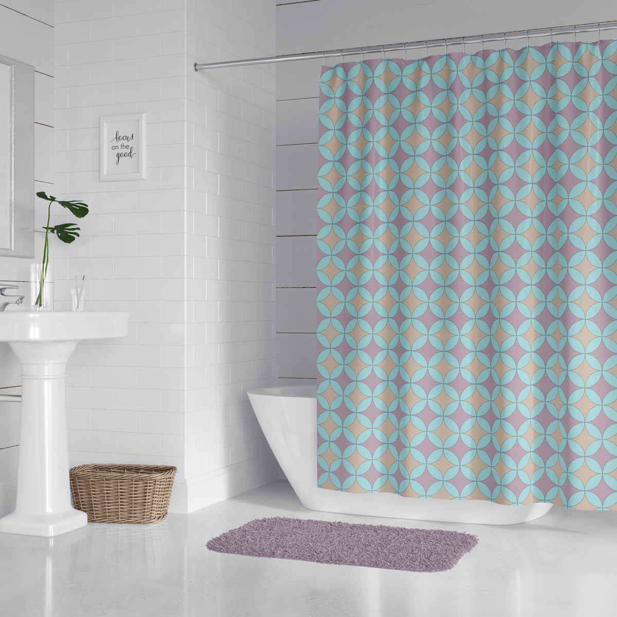 Purple and Blue Diamond Circle Shower Curtain